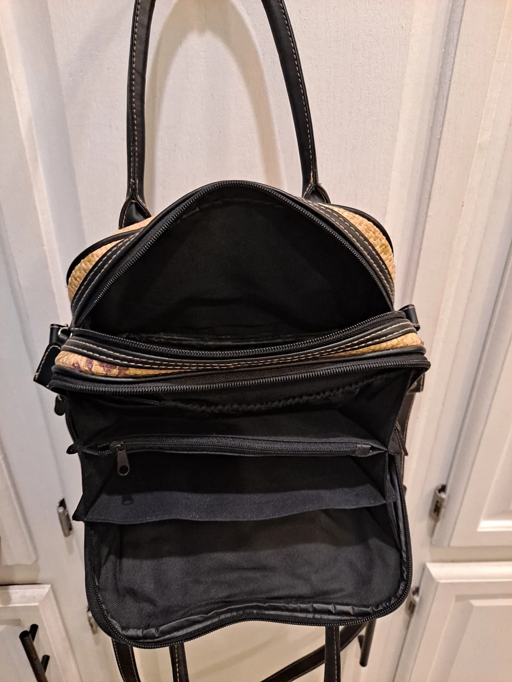 Stone Mountain Vintage Y2k Handpainted Floral Woven Straw Dome Satchel